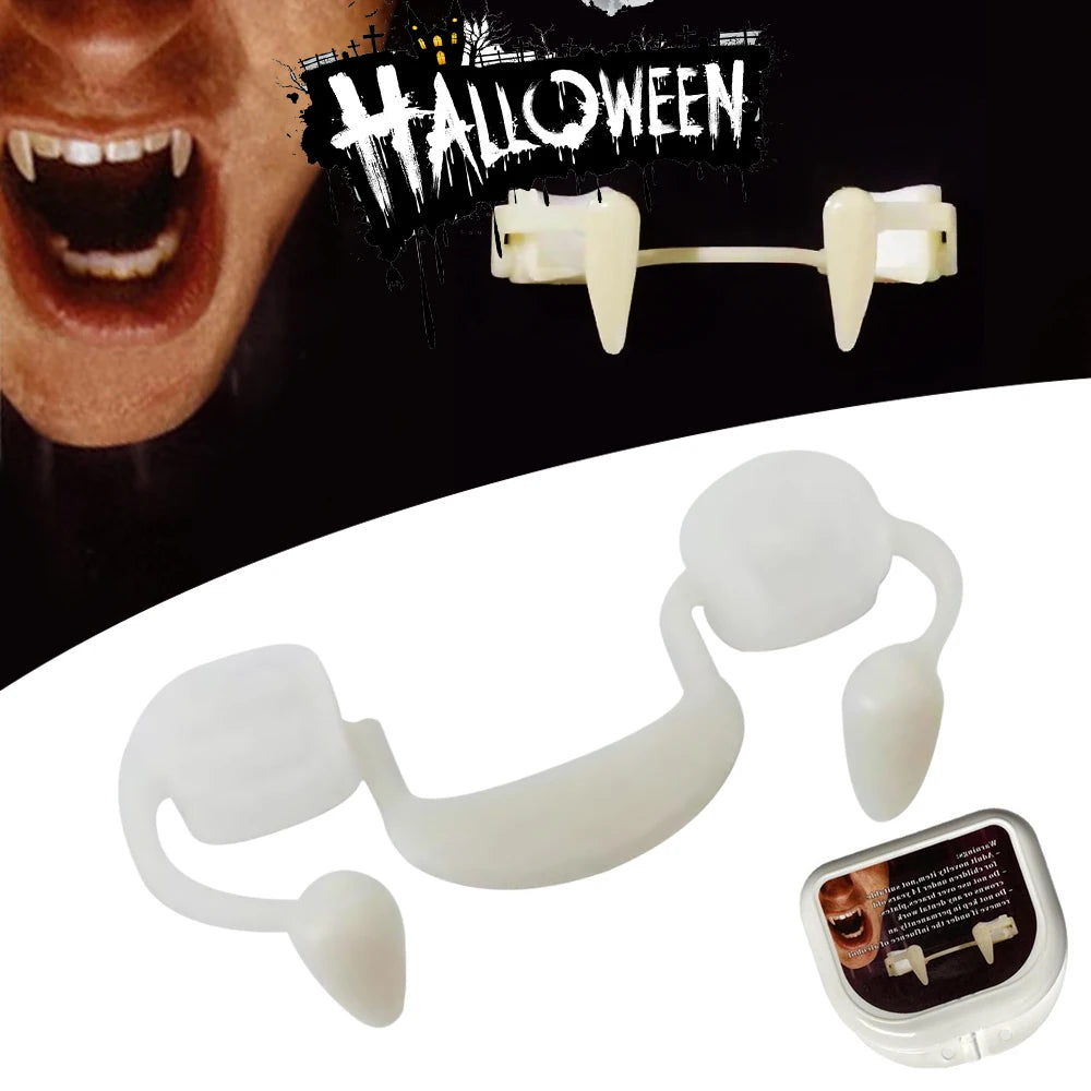 Retractable Halloween Vampire Fangs Scary Party Cosplay Vampire Fangs Funny Event Diy Decor Dentures Teeth Carnival Accessories
