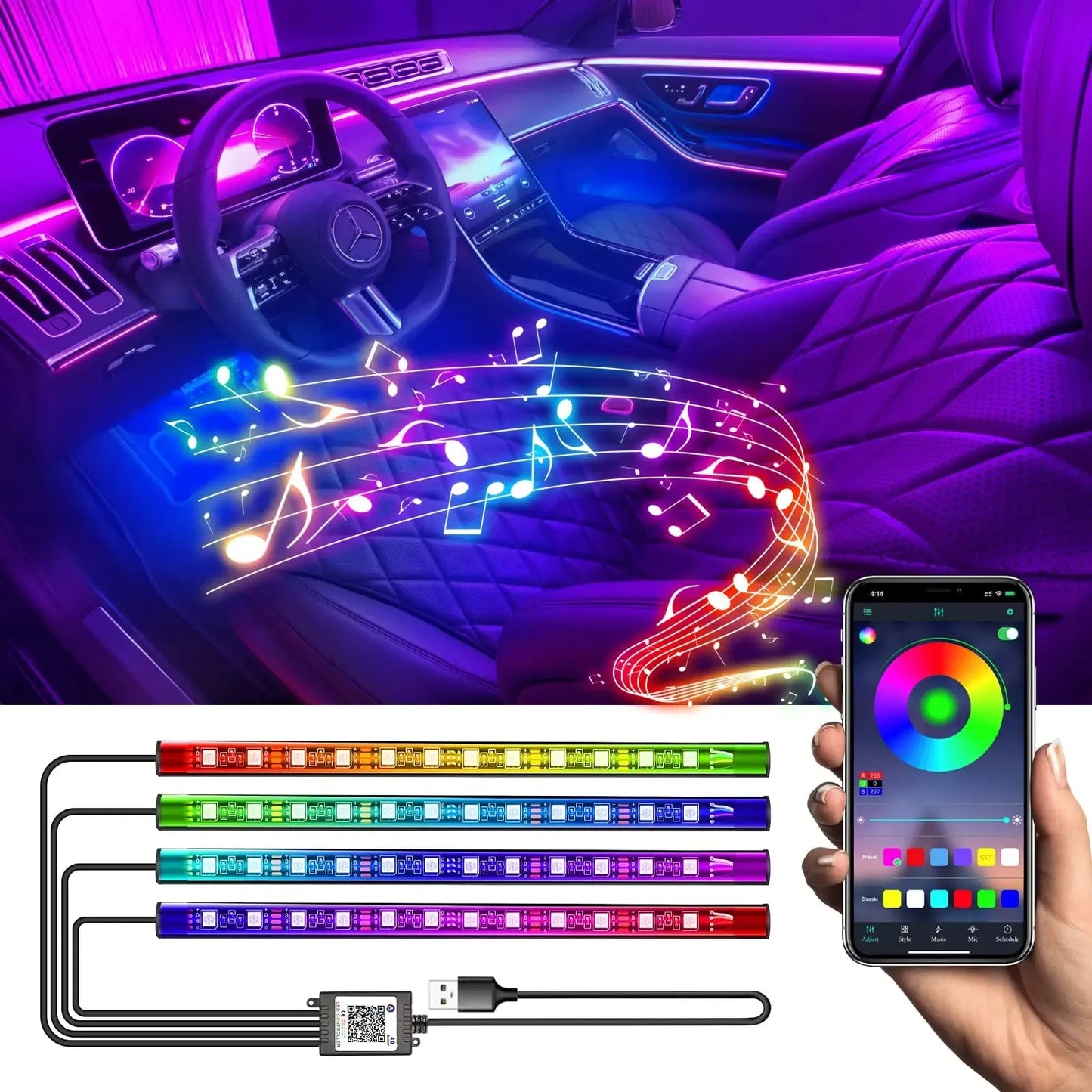 LED Car Interior Ambient Foot Light Strip