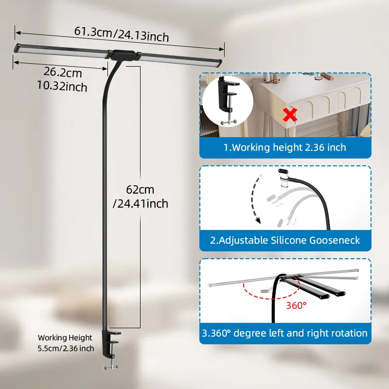 USB Double Head LED Desk Lamp