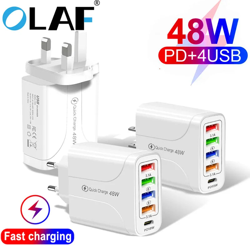 48W USB Fast Charger 4-Port Charger Adapter
