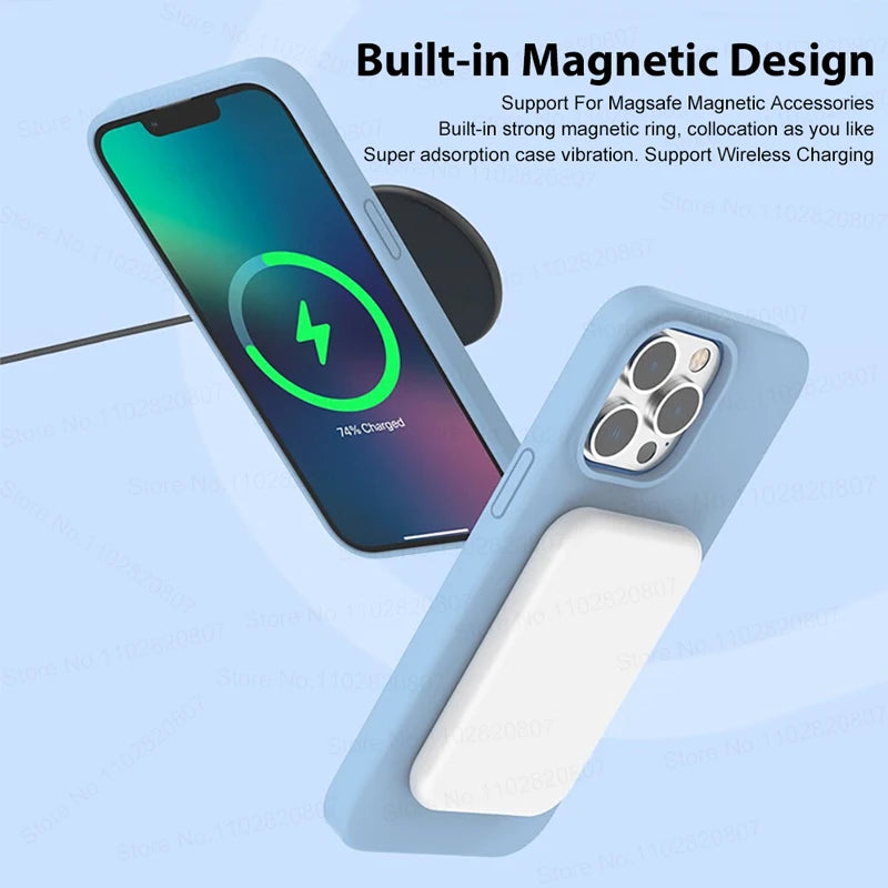 Liquid Silicone Magnetic Cases For iPhone Pink-Matcha Green