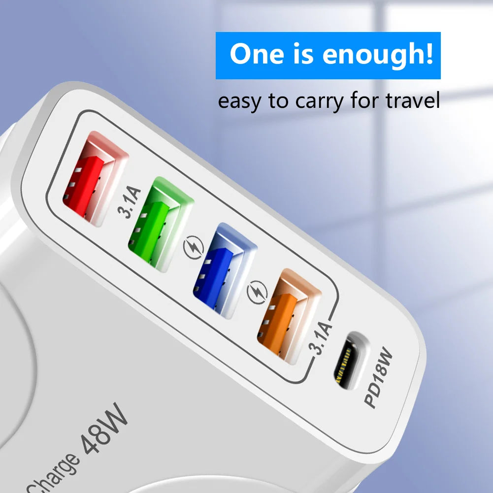 48W USB Fast Charger 4-Port Charger Adapter