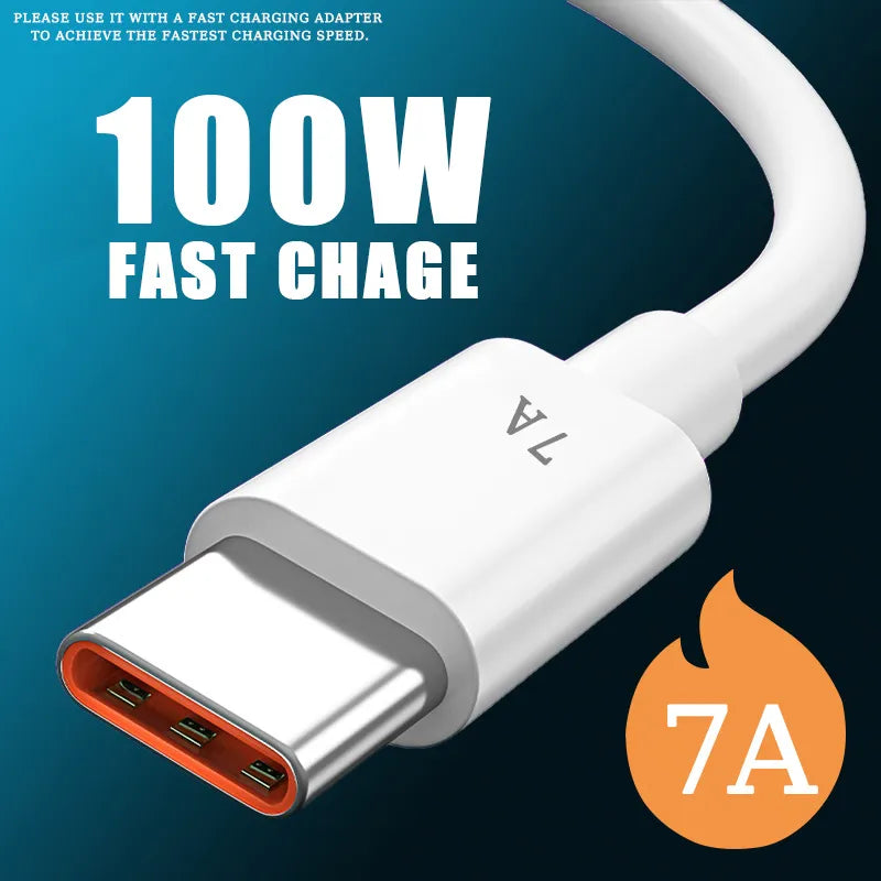 7A 100W Type C USB Cable Super-Fast Charge Cable