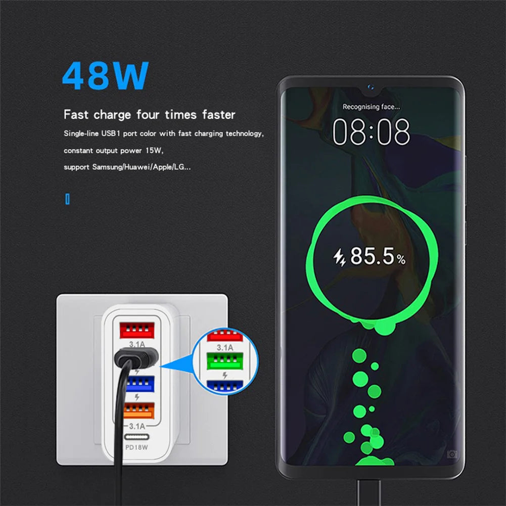 48W USB Fast Charger 4-Port Charger Adapter