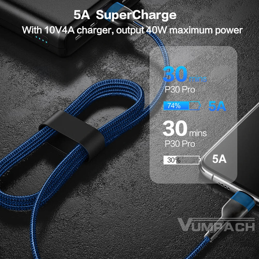Fast USB C 5A Charging Cord