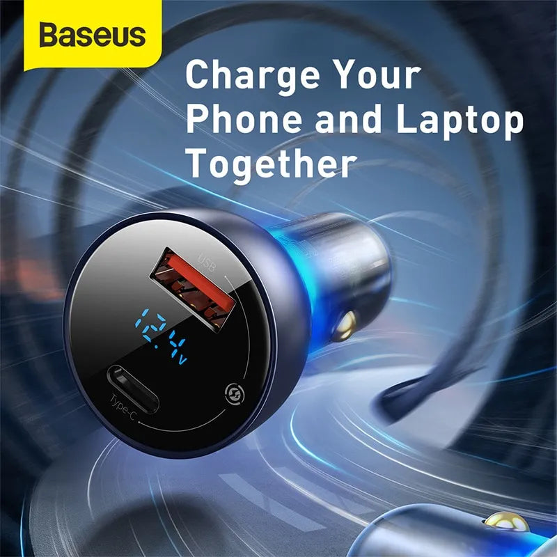65W PPS Car Charger USB Type C Dual Port Fast Charger