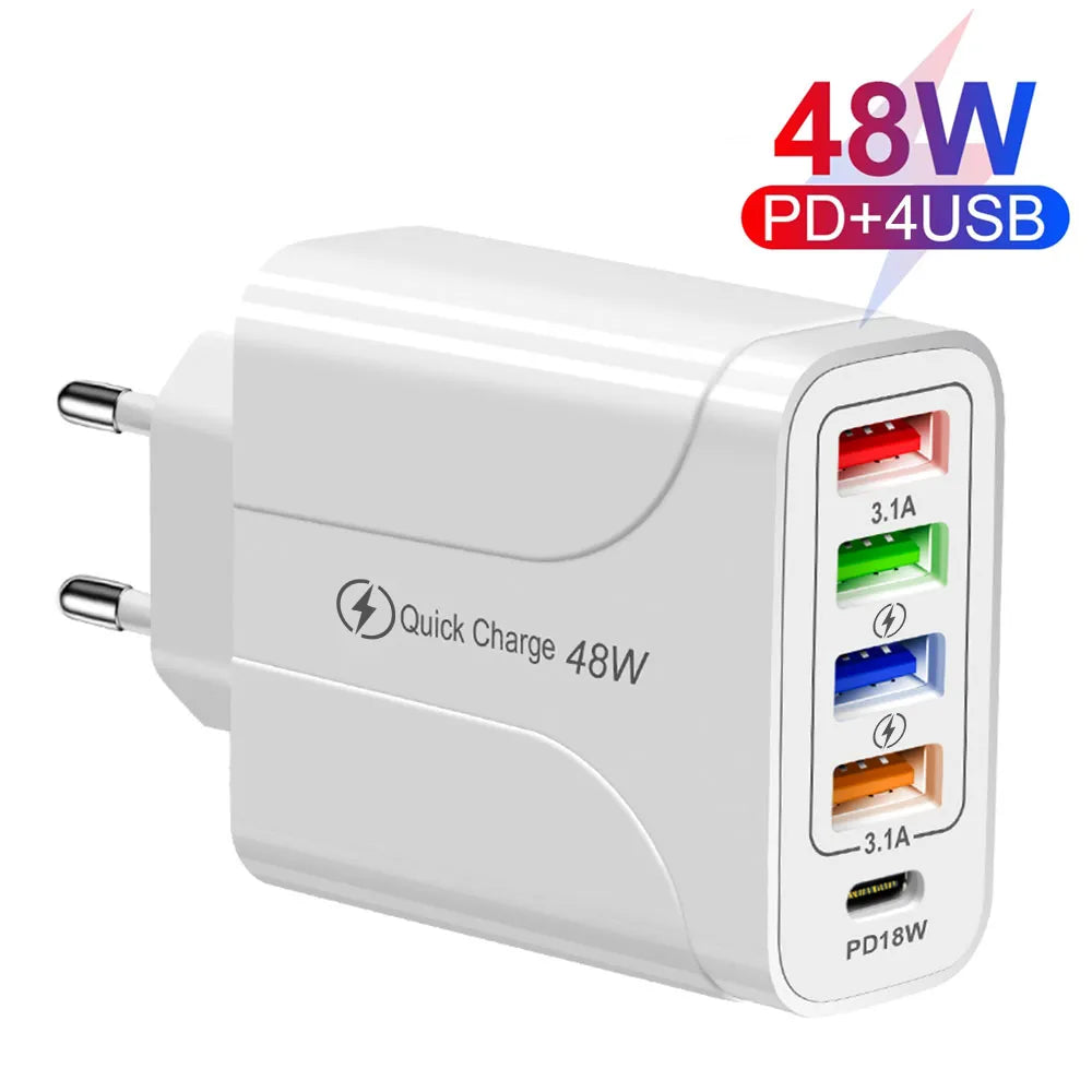 48W USB Fast Charger 4-Port Charger Adapter