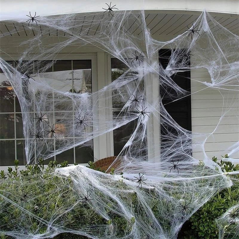 Black White Halloween Spider Web Giant Stretchy Cobweb For Home Bar Haunted House Scary Props Horror Halloween Party Decorations
