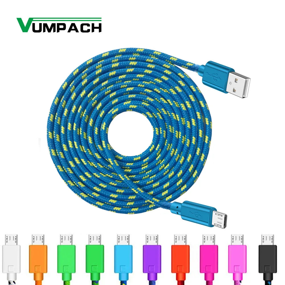 Micro USB Cable 1m 2m 3m Nylon Braided Data Sync USB Charger Cable